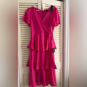 Lulu's Vibrant Pink Tiered Mini Dress